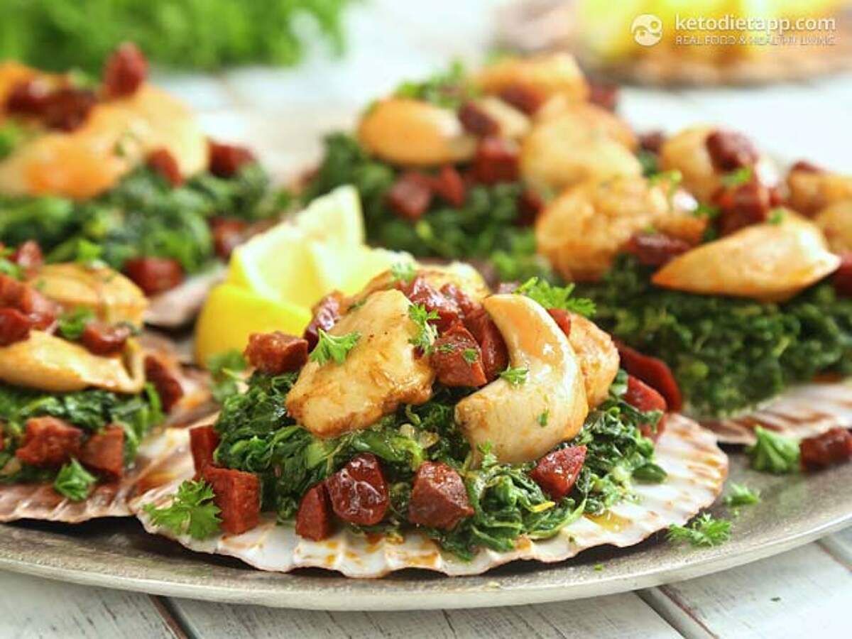 Scallops with Creamed Spinach & Chorizo KetoDiet Blog