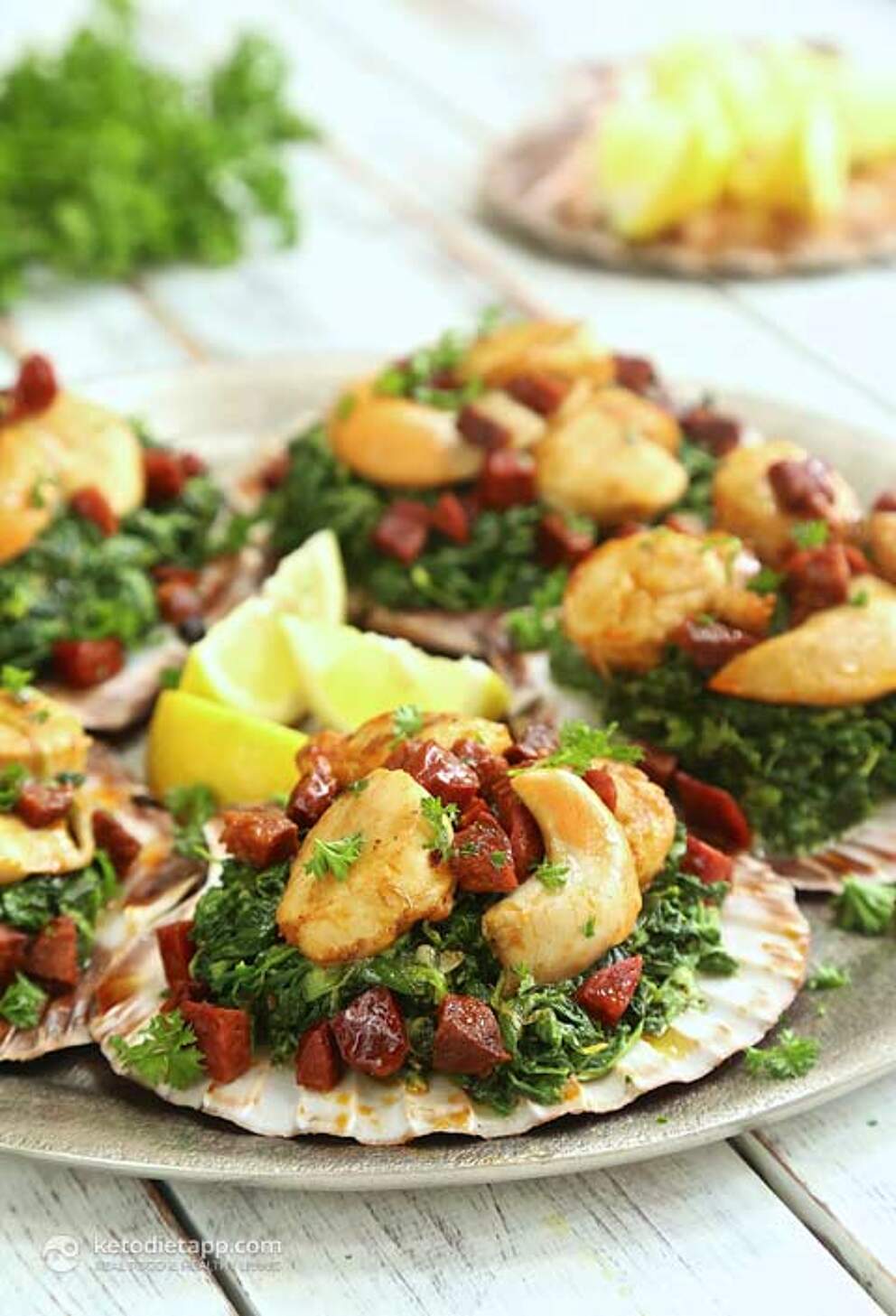 Scallops with Creamed Spinach & Chorizo KetoDiet Blog