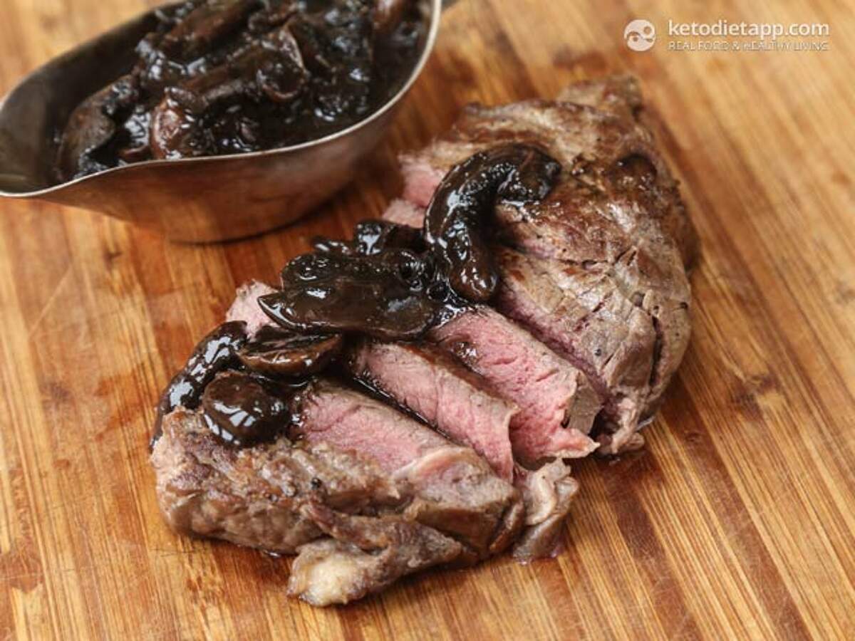 Steak with Quick Mushroom & Red Wine Sauce | KetoDiet Blog