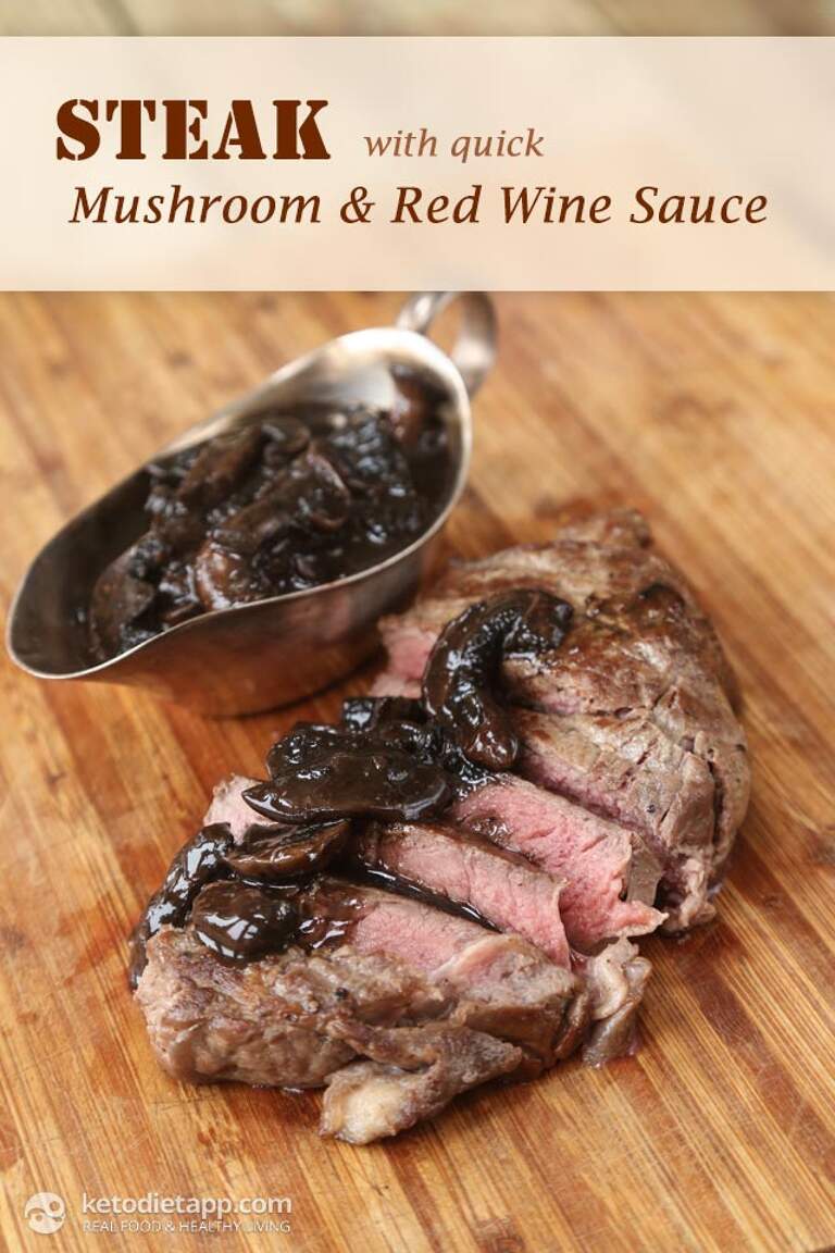 Steak with Quick Mushroom & Red Wine Sauce | KetoDiet Blog