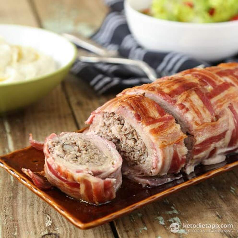 Bacon Wrapped Sausage Stuffed Pork Tenderloin KetoDiet Blog