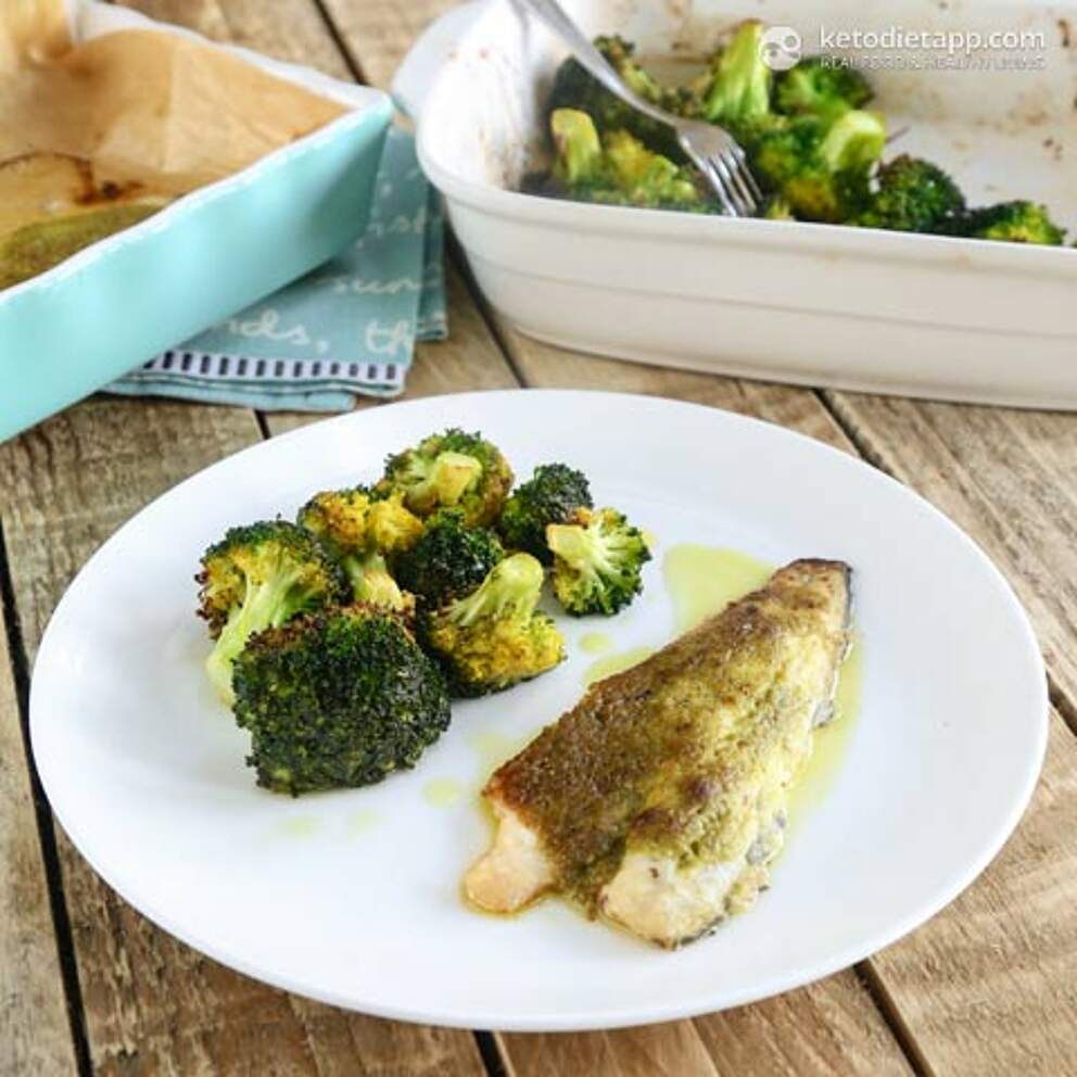 LowCarb Pesto Baked Sea Bass KetoDiet Blog