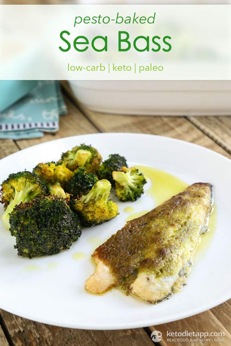 LowCarb Pesto Baked Sea Bass KetoDiet Blog