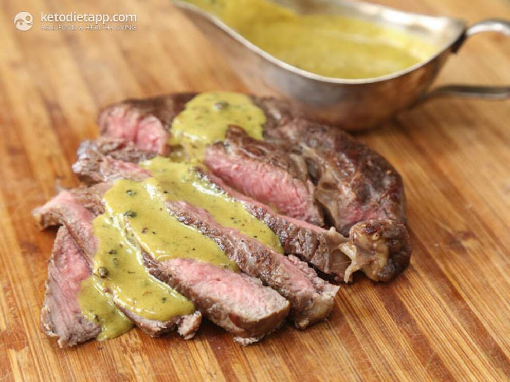 Steak with Quick Mustard & Peppercorn Sauce KetoDiet Blog