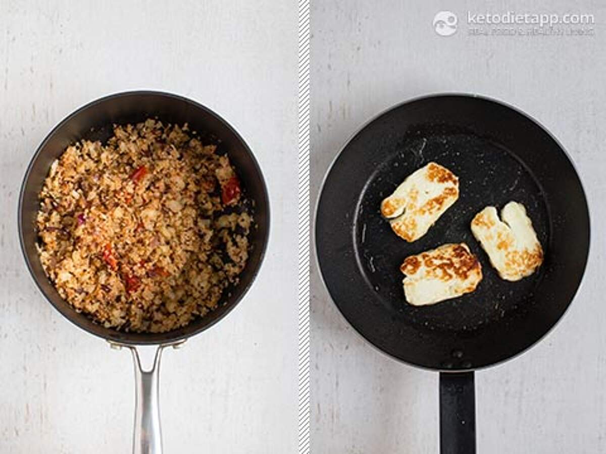 Mediterranean CauliRice with Fried Halloumi KetoDiet Blog