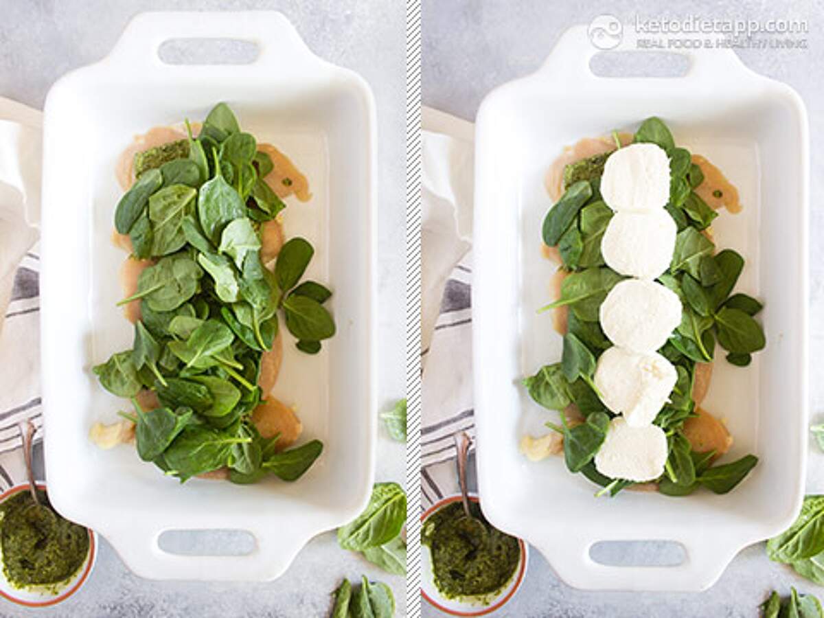 LowCarb Pesto Caprese Chicken Casserole KetoDiet Blog