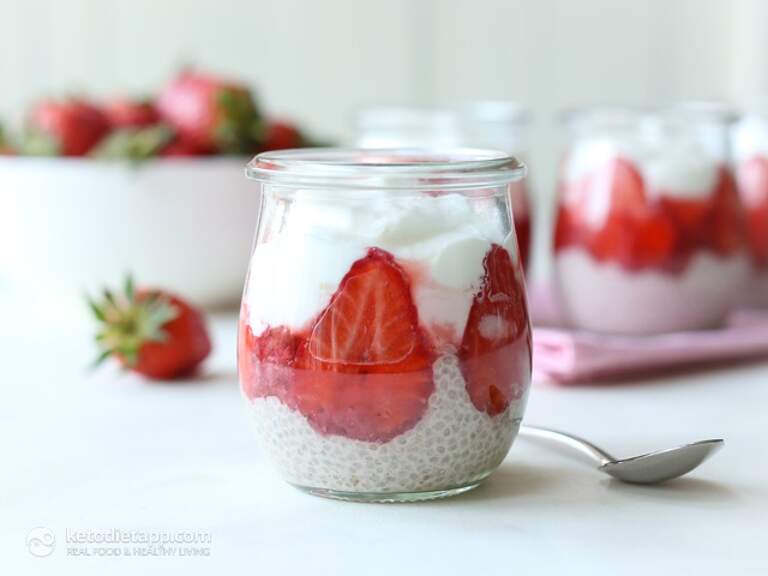 Keto Strawberry Breakfast Chia Jars KetoDiet Blog