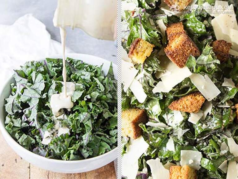 LowCarb Kale Caesar Salad KetoDiet Blog