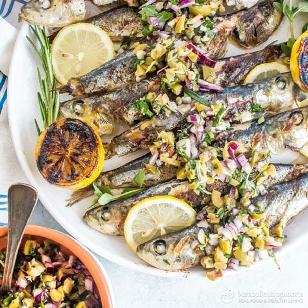 Grilled Sardines with Olive & Caper Salsa KetoDiet Blog
