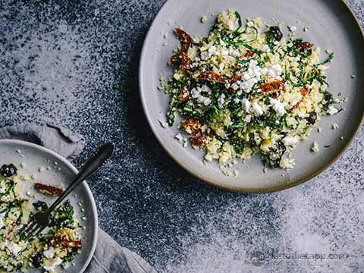 LowCarb Mediterranean Cauliflower Couscous KetoDiet Blog