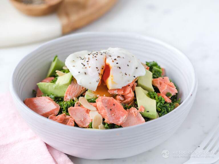 Keto Salmon, Kale & Poached Egg Bowl KetoDiet Blog