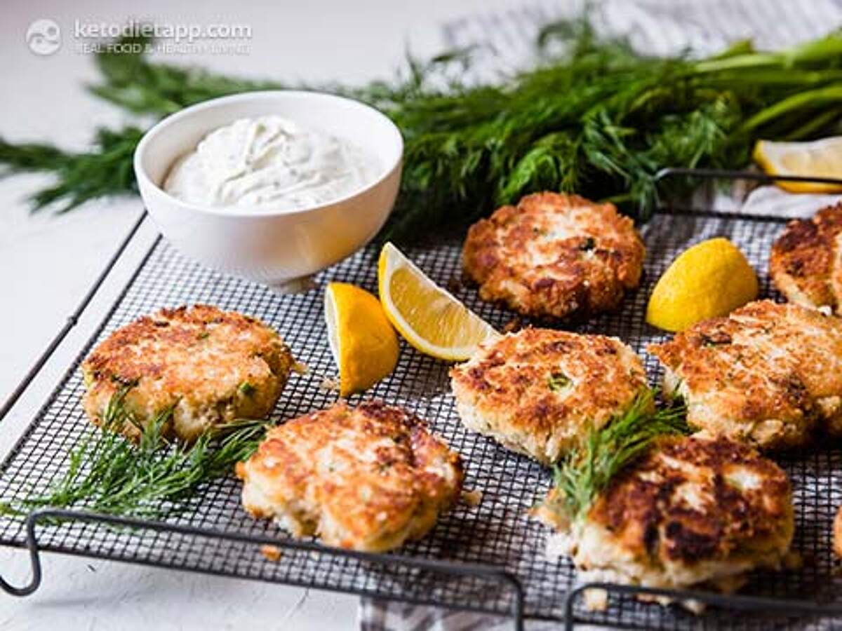 Keto Crab Cakes with Lemon Sour Cream Dip KetoDiet Blog