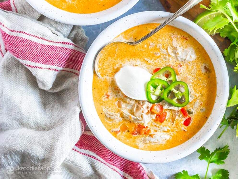 Instant Pot Mexican Chicken Fajita Soup KetoDiet Blog