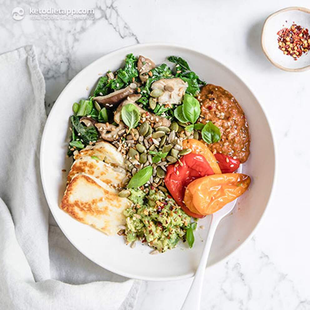 LowCarb Veggie Full English Breakfast Bowl KetoDiet Blog