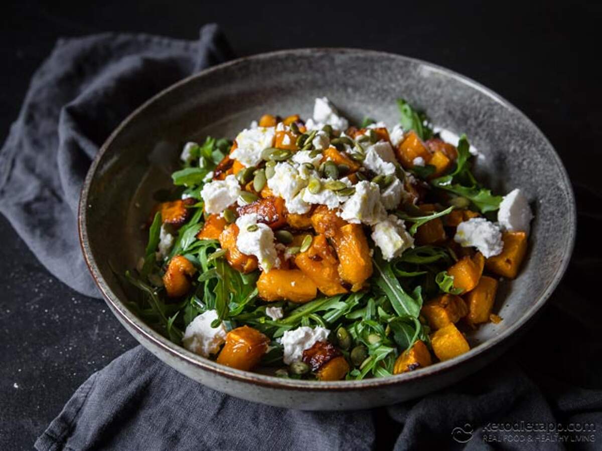 LowCarb Roasted Pumpkin Salad with Feta & Rocket KetoDiet Blog