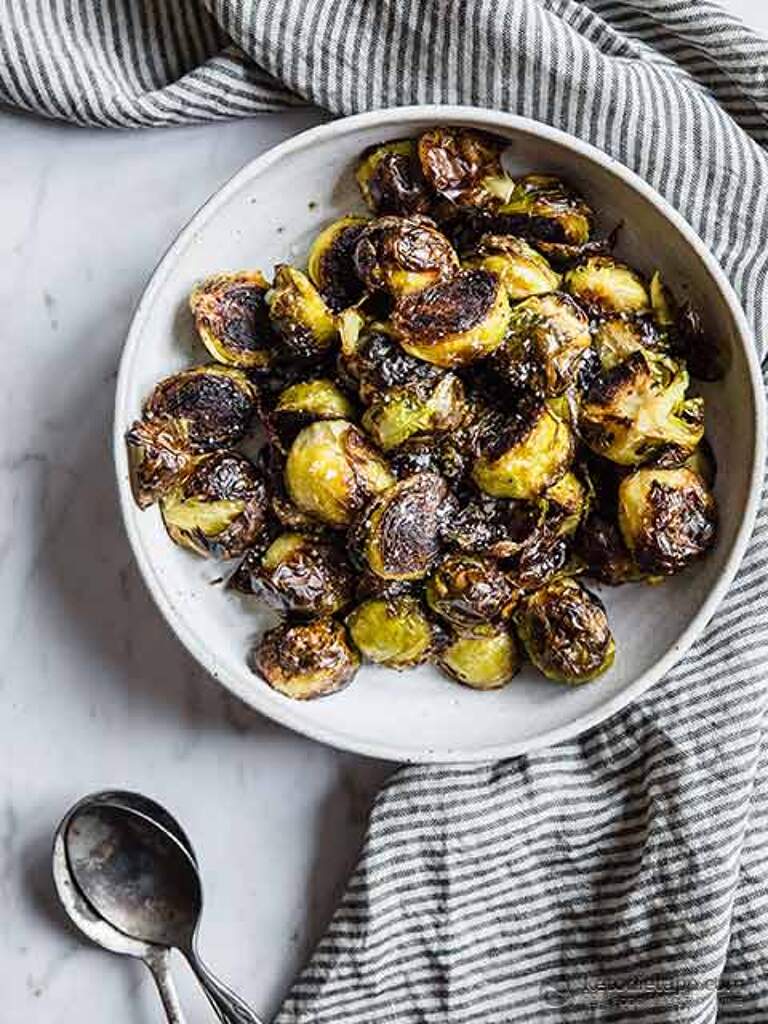 LowCarb Crispy Roasted Brussels Sprouts KetoDiet Blog