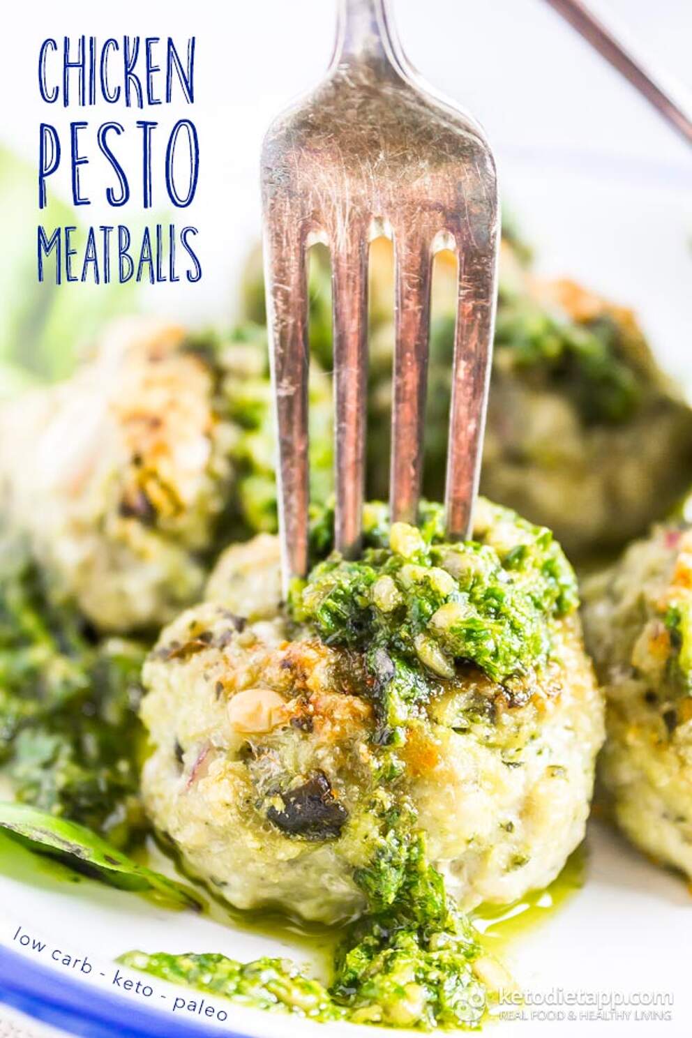 LowCarb Chicken Pesto Meatballs KetoDiet Blog