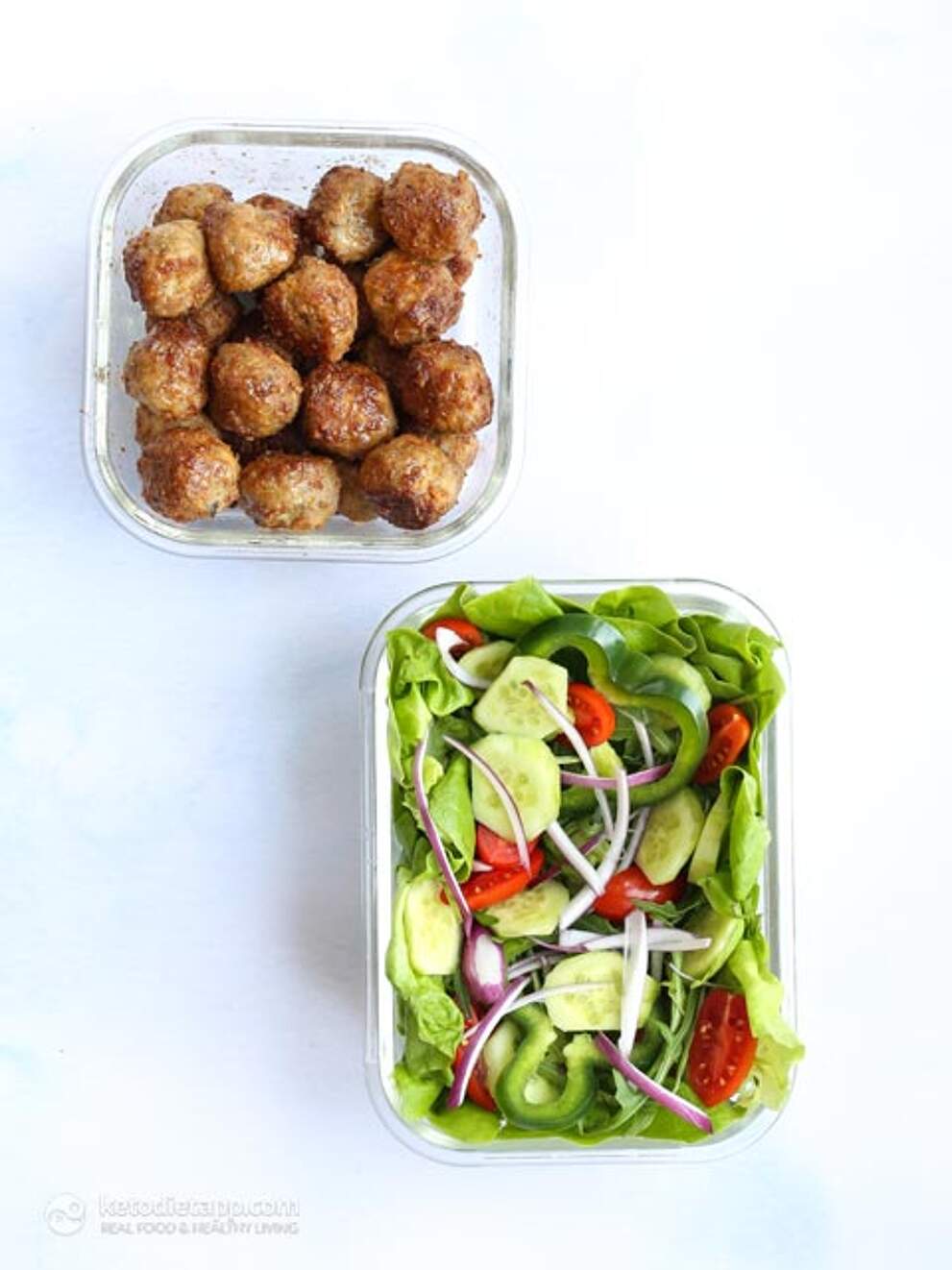 LowCarb Mediterranean Meatball Lunchbox Bowls KetoDiet Blog