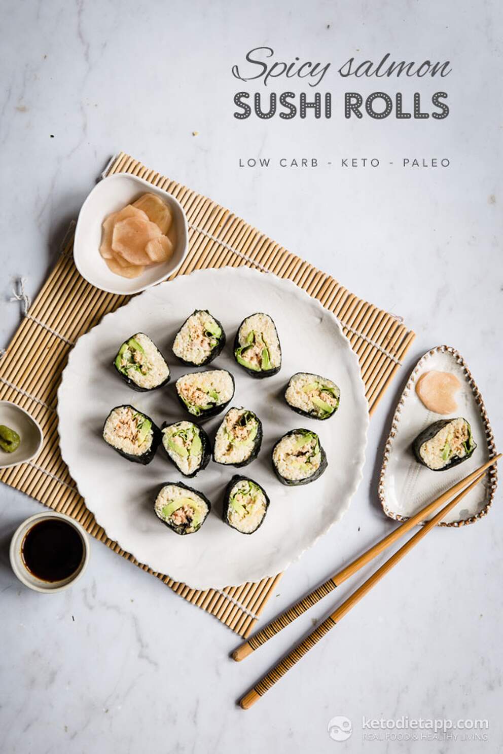 Keto Spicy Salmon Sushi Rolls KetoDiet Blog