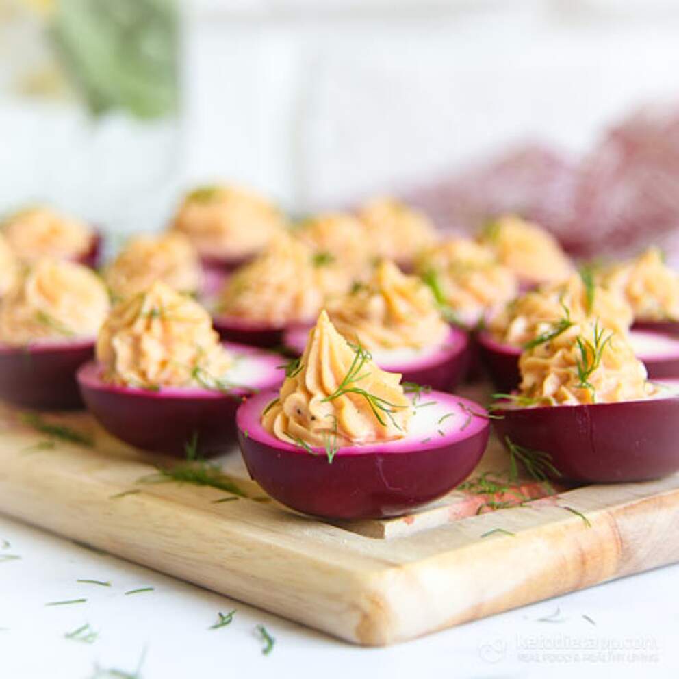 Pink Pickled Deviled Eggs KetoDiet Blog