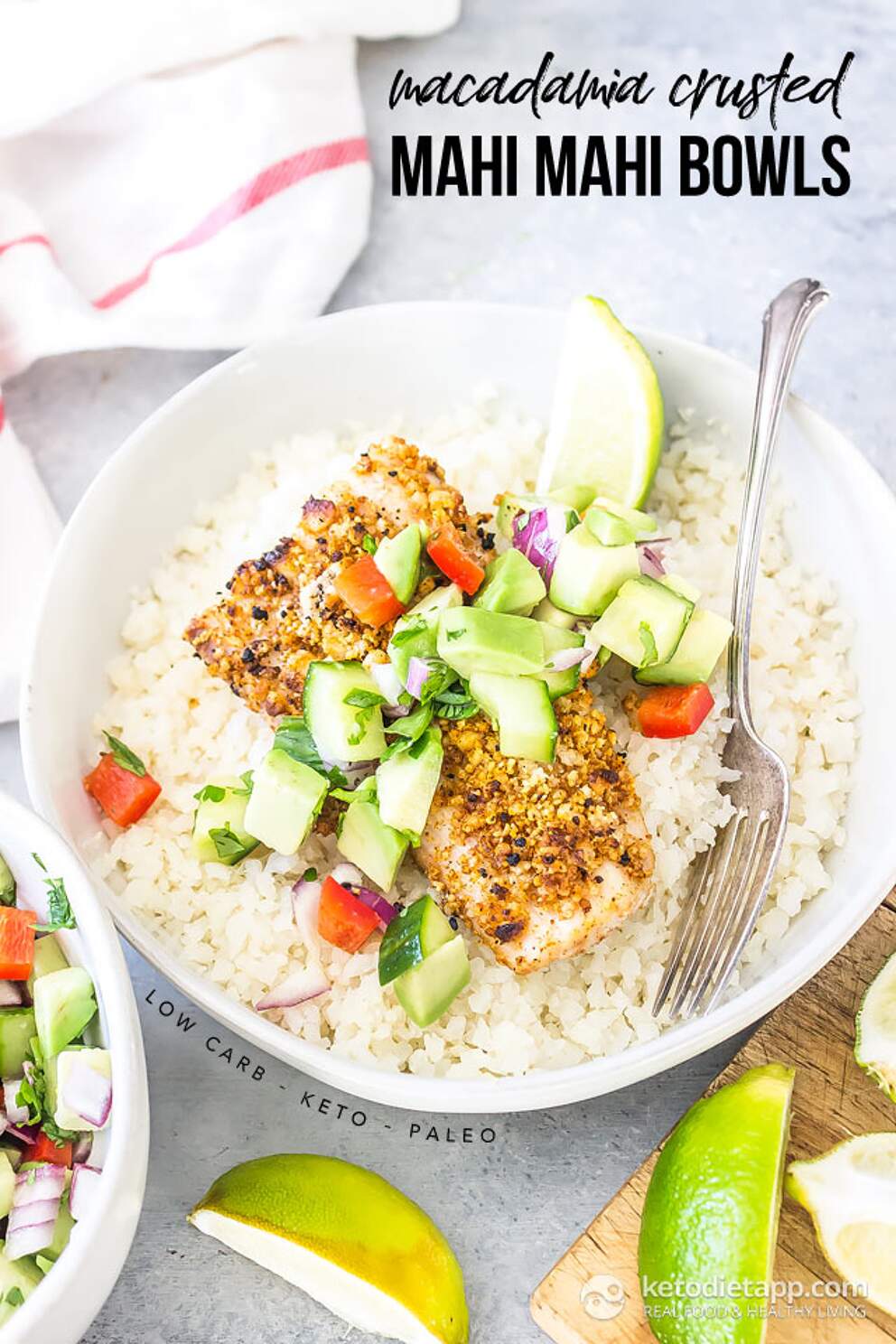 LowCarb Macadamia Crusted Mahi Mahi Bowls KetoDiet Blog