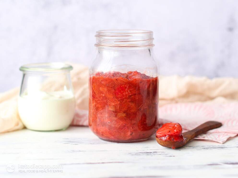 LowCarb Roasted Strawberry & Rhubarb Jam KetoDiet Blog
