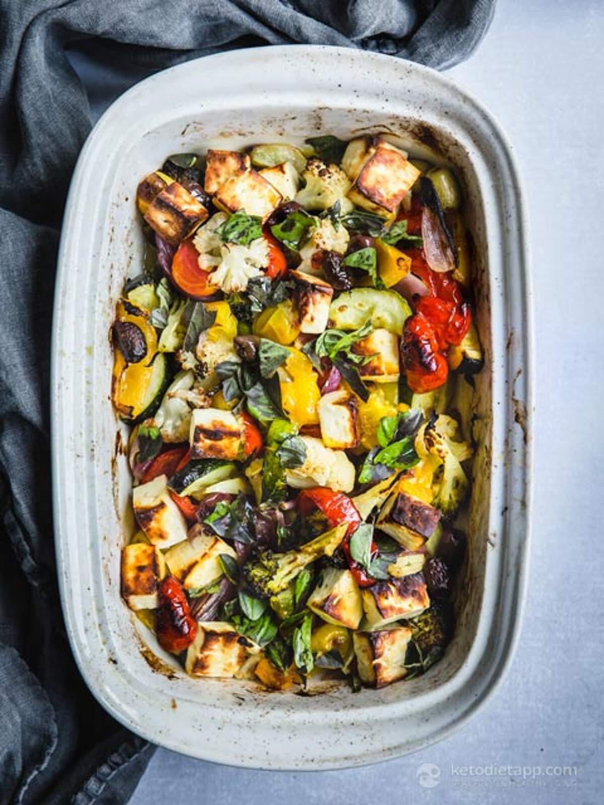 LowCarb Roasted Vegetable & Halloumi Tray Bake KetoDiet Blog