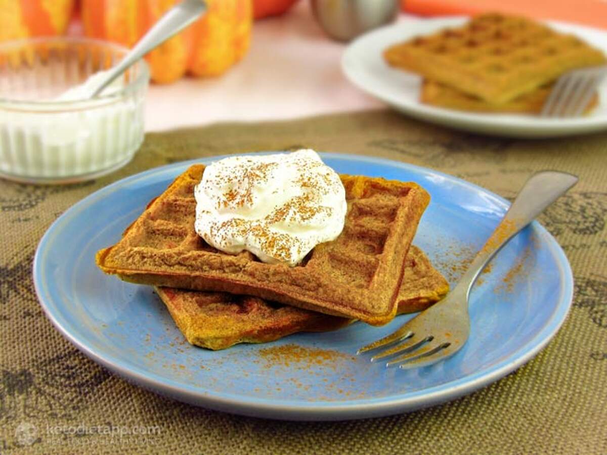 View of Keto Pumpkin Pie Spiced Waffles | KetoDiet Blog