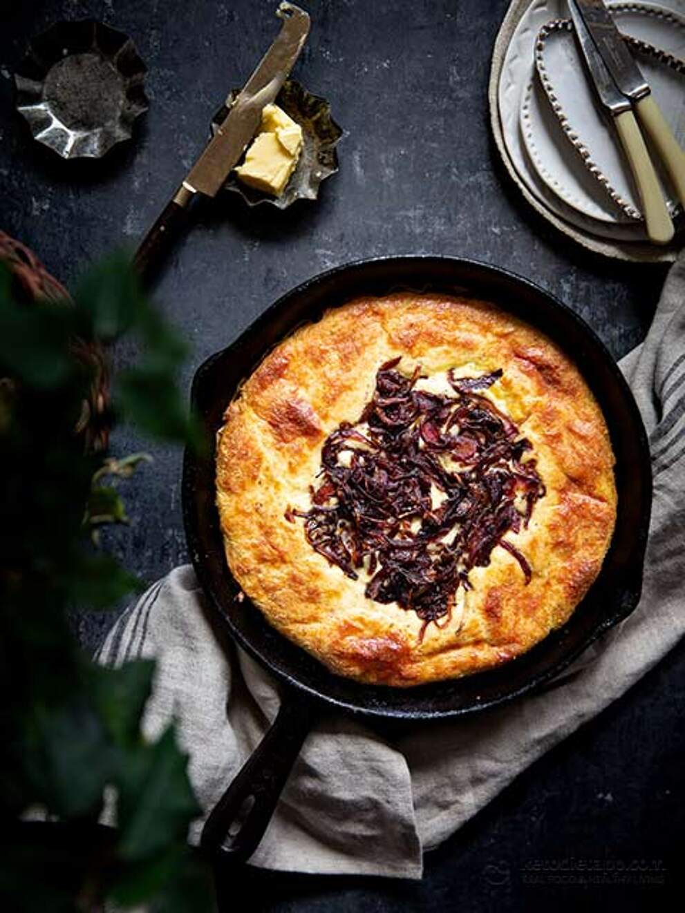 Keto Skillet Bread with Cheesy Caramelized Onion Dip KetoDiet Blog