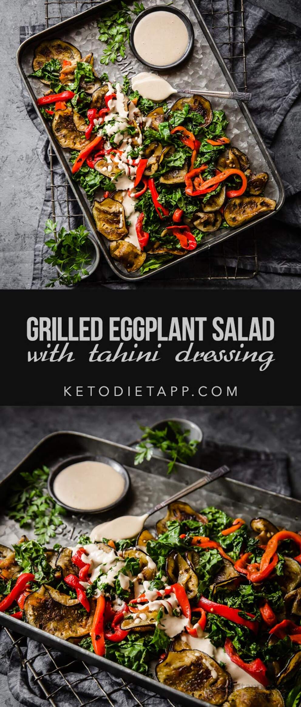 Grilled Eggplant Salad with Tahini Dressing KetoDiet Blog