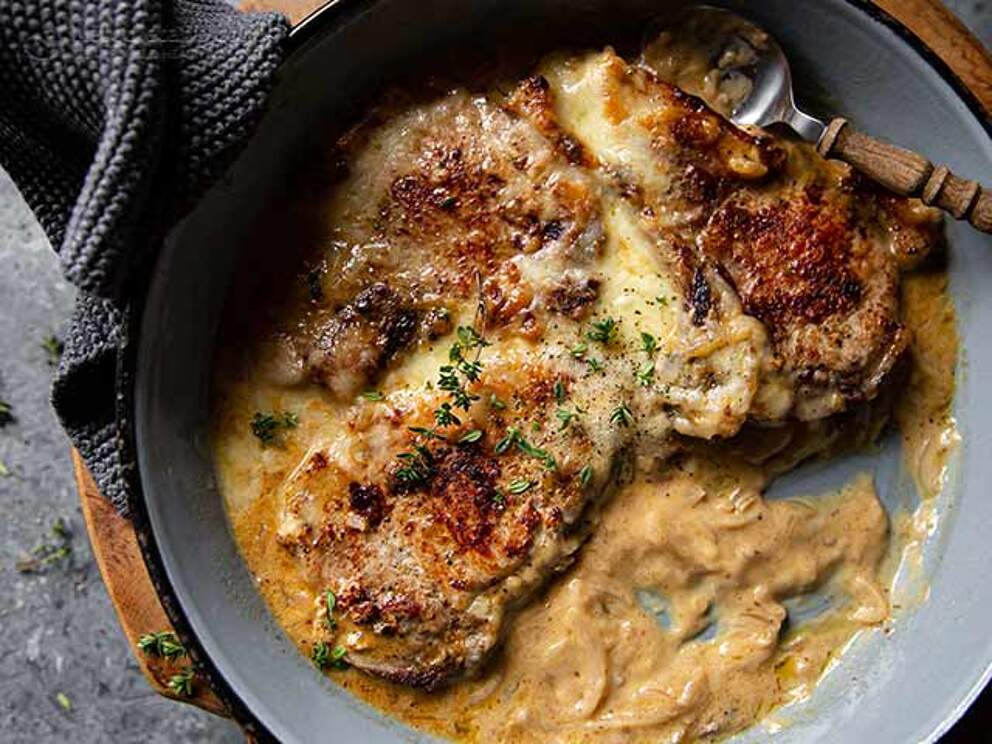 Seared Pork Chops with Creamy Cheese Sauce KetoDiet Blog