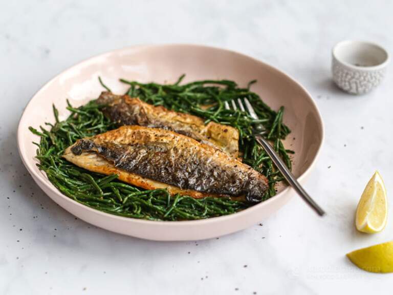 PanFried Sea Bass with Butter Samphire KetoDiet Blog