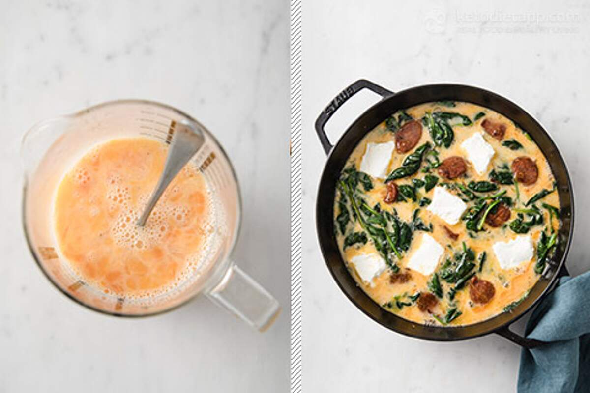 Chorizo, Spinach & Goat's Cheese Frittata KetoDiet Blog