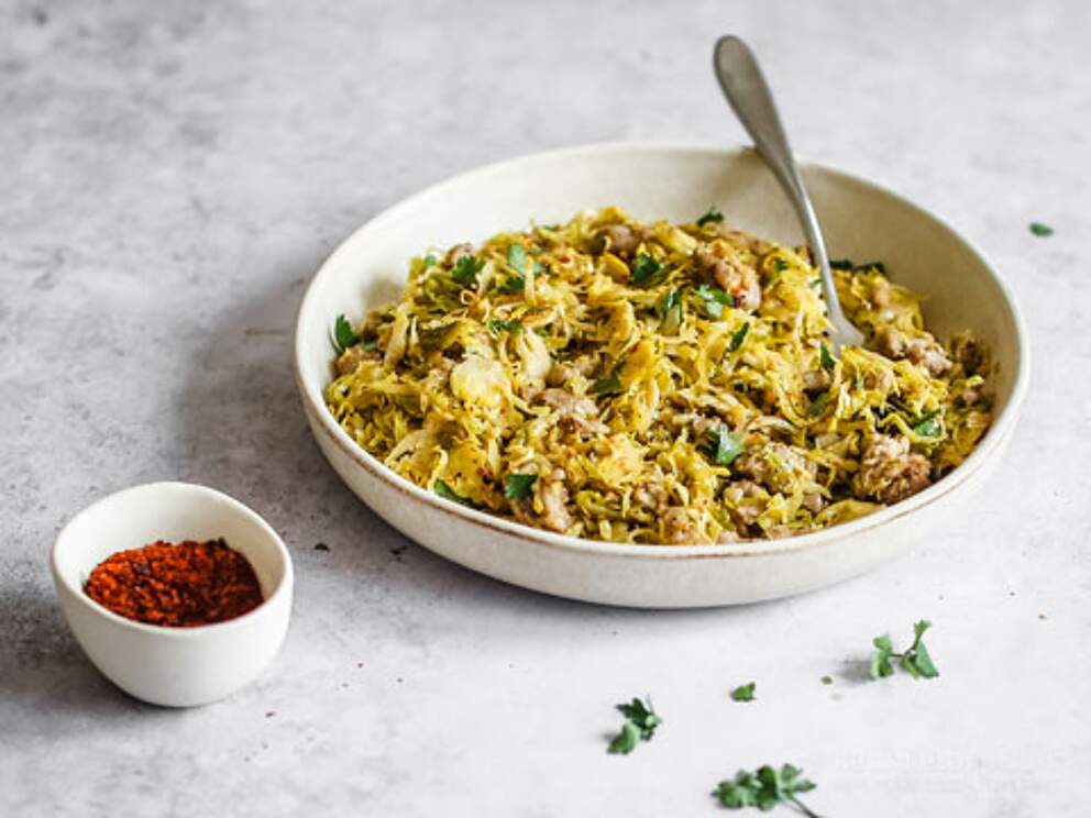 Keto Brussels Sprout & Sausage Crack Slaw KetoDiet Blog