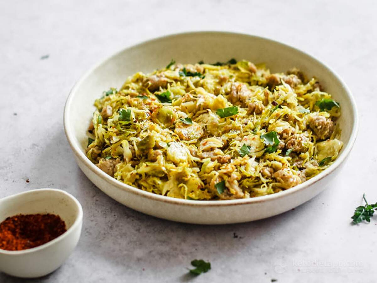 Keto Brussels Sprout & Sausage Crack Slaw KetoDiet Blog