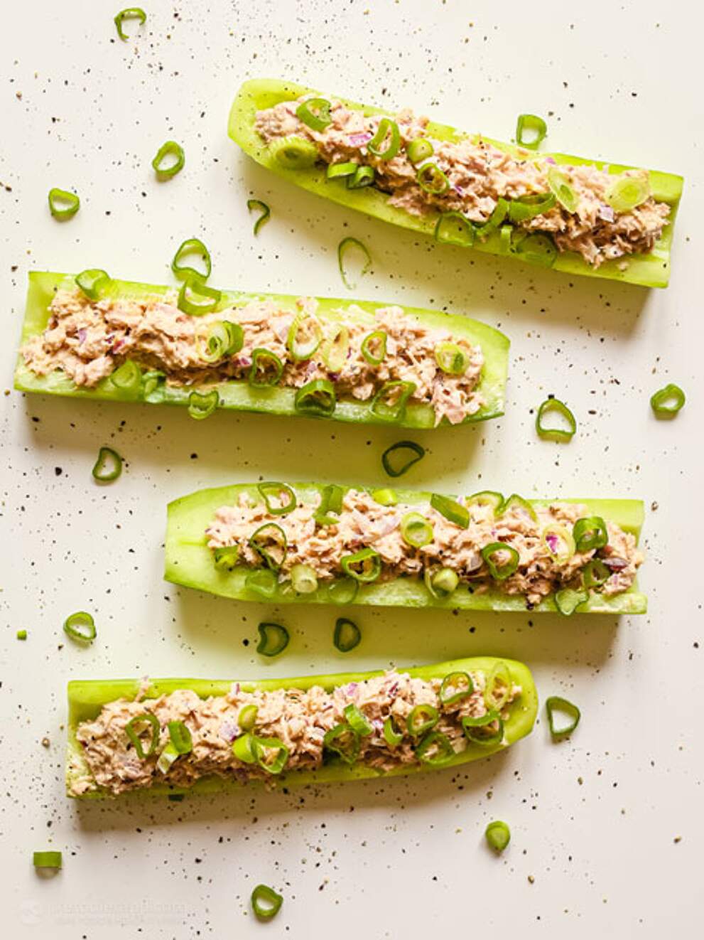 LowCarb Creamy Tuna Cucumber Boats KetoDiet Blog