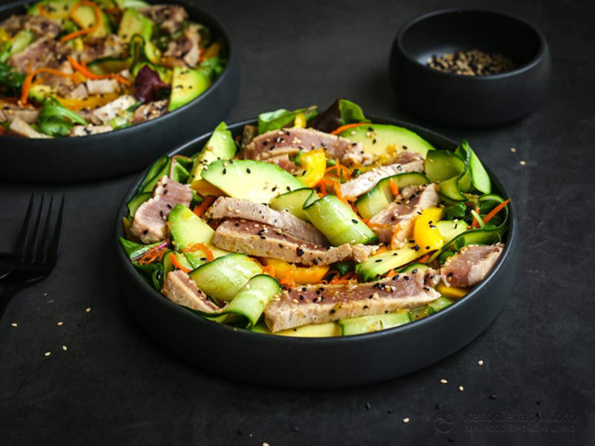 LowCarb Seared Ahi Tuna Bowls KetoDiet Blog