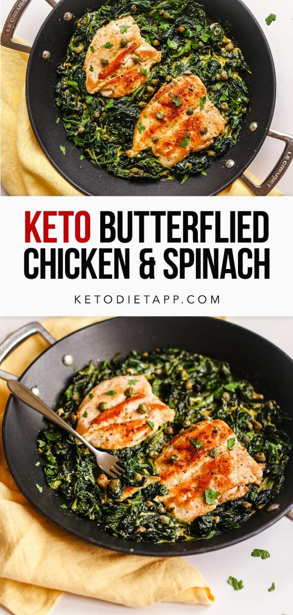Keto Butterflied Chicken with Garlic Spinach | KetoDiet Blog
