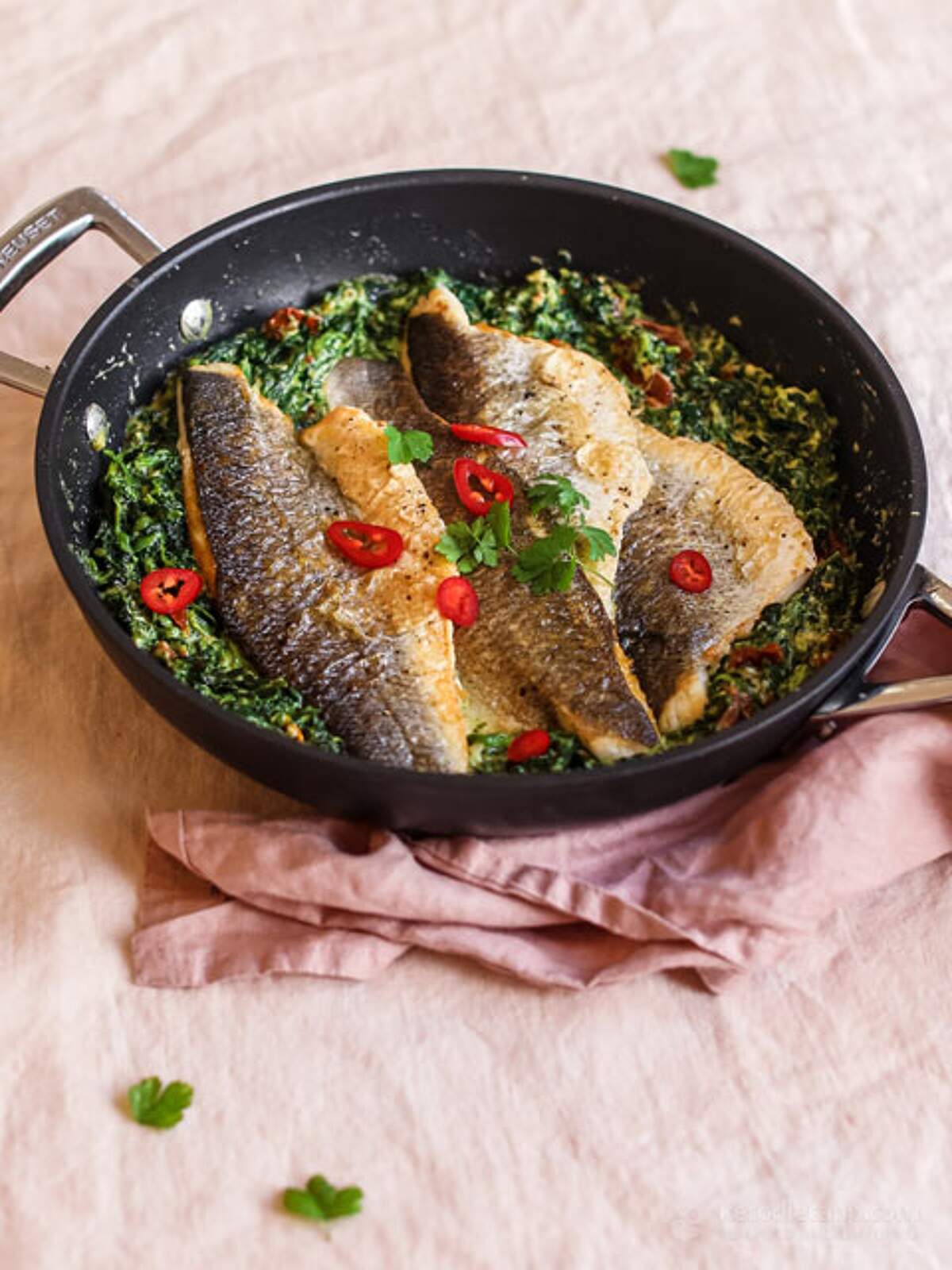 Keto Tuscan Sea Bass with Creamy Spinach KetoDiet Blog
