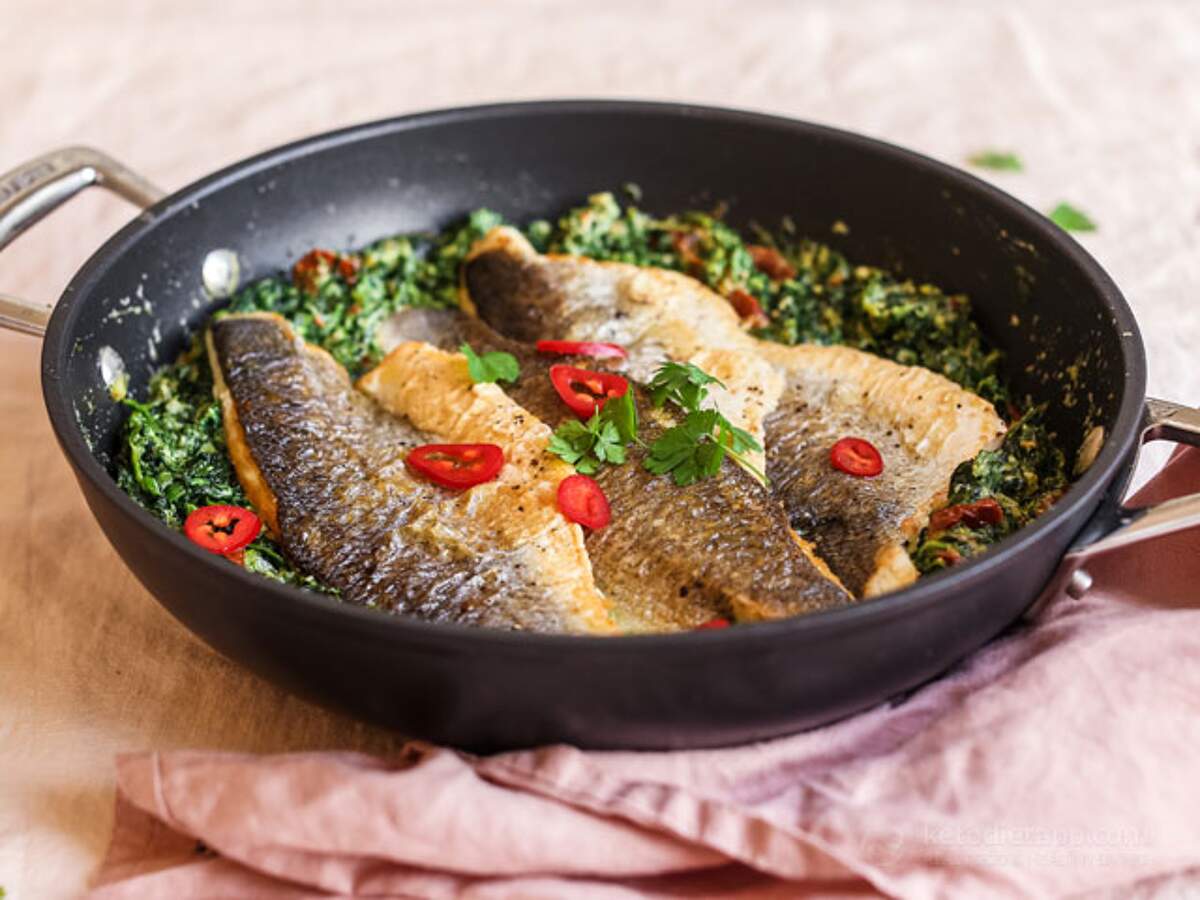 Keto Tuscan Sea Bass with Creamy Spinach KetoDiet Blog