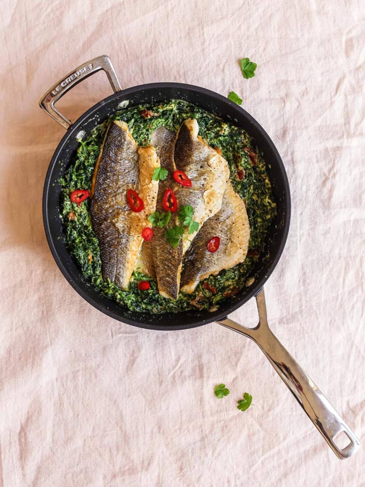 Keto Tuscan Sea Bass with Creamy Spinach KetoDiet Blog