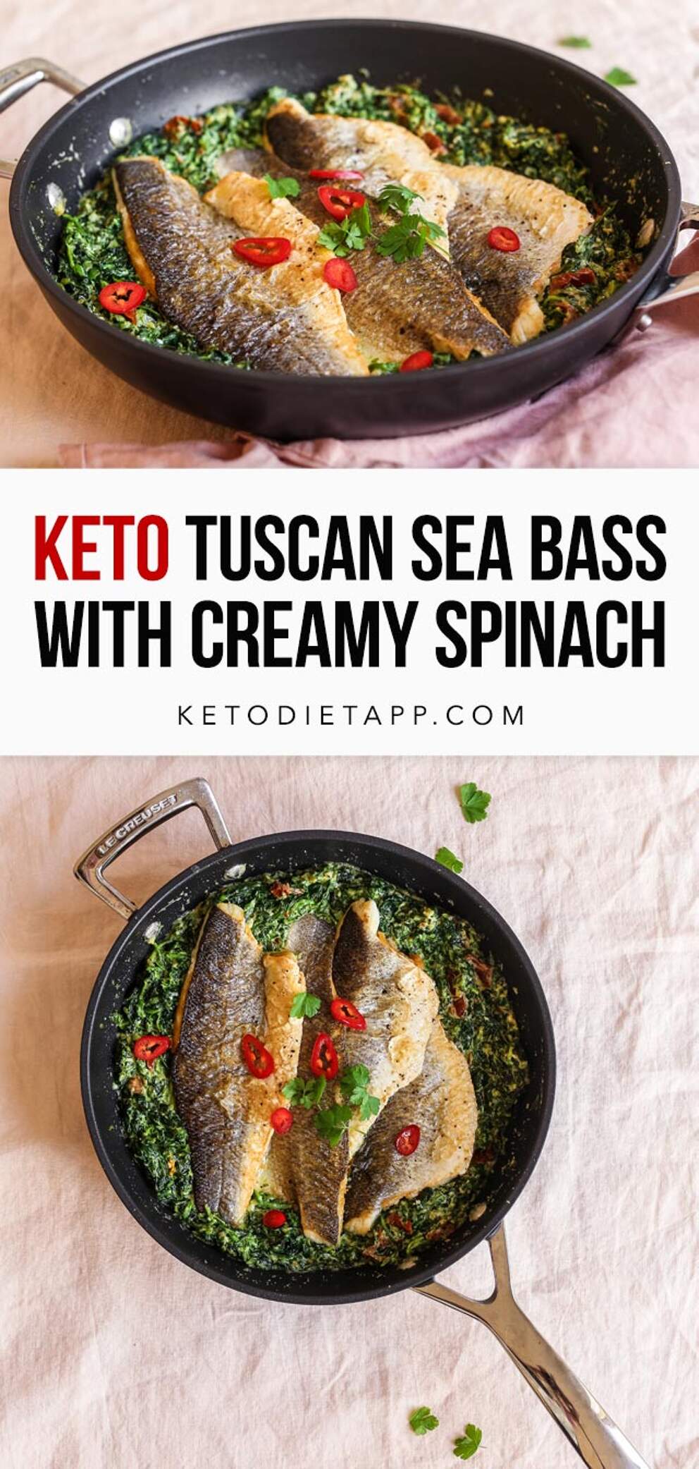 Keto Tuscan Sea Bass with Creamy Spinach KetoDiet Blog