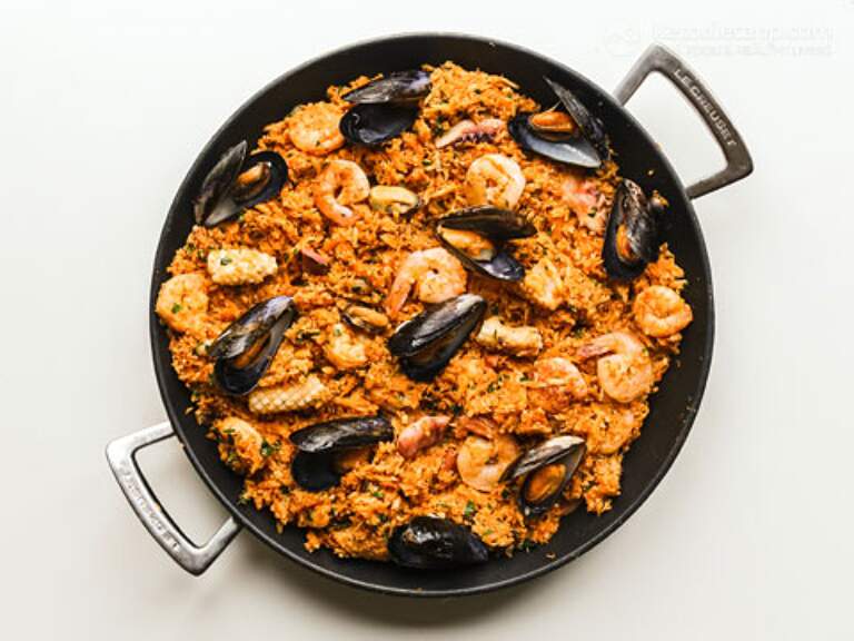 LowCarb Seafood Cauliflower Paella KetoDiet Blog