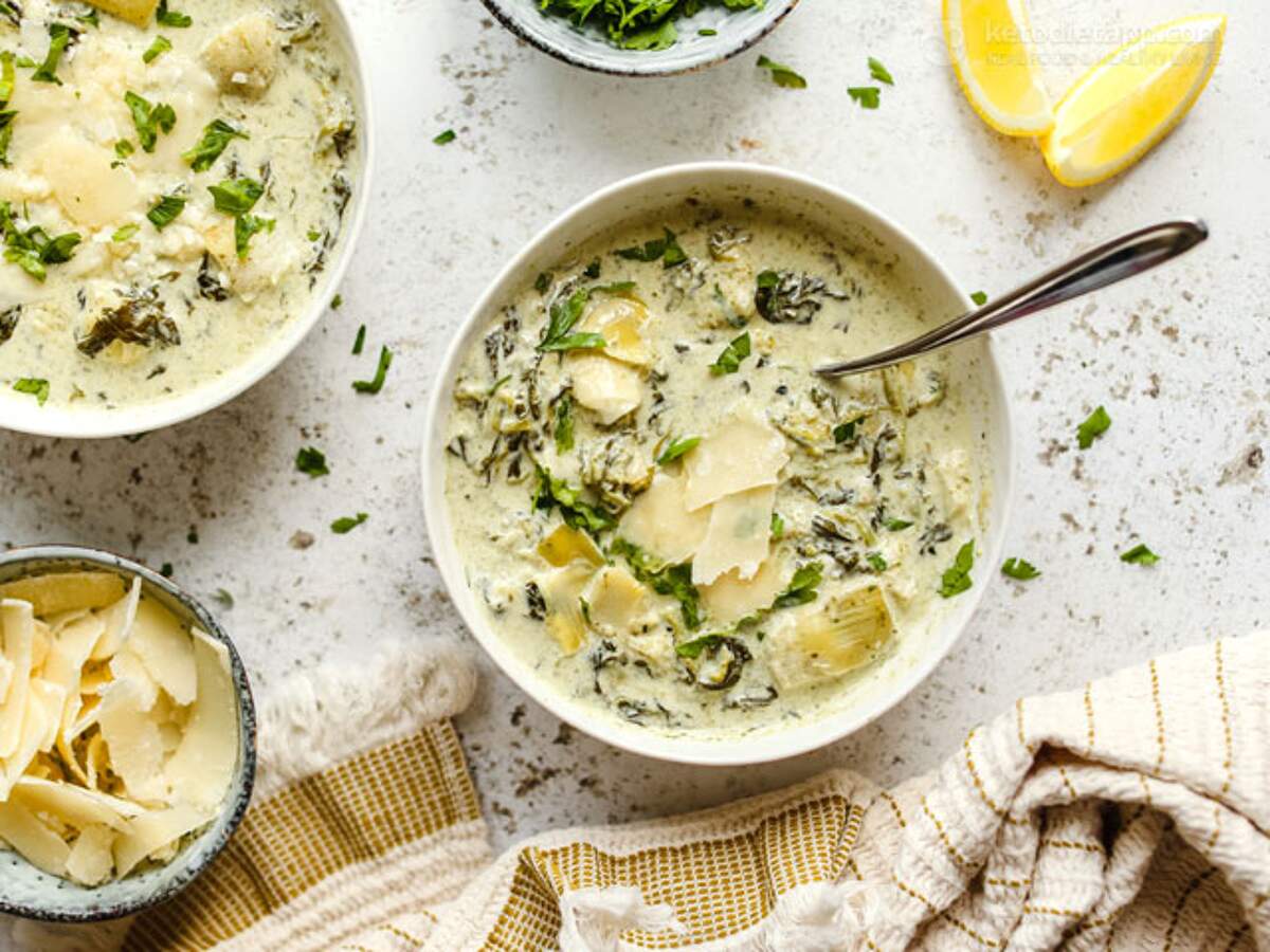 Creamy LowCarb Spinach & Artichoke Soup KetoDiet Blog