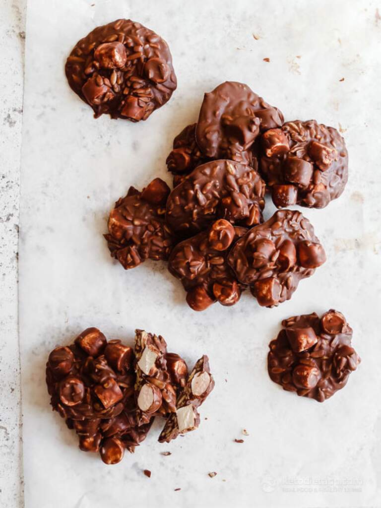 Keto "Rice" Krispie Marshmallow Chocolate Clusters KetoDiet Blog