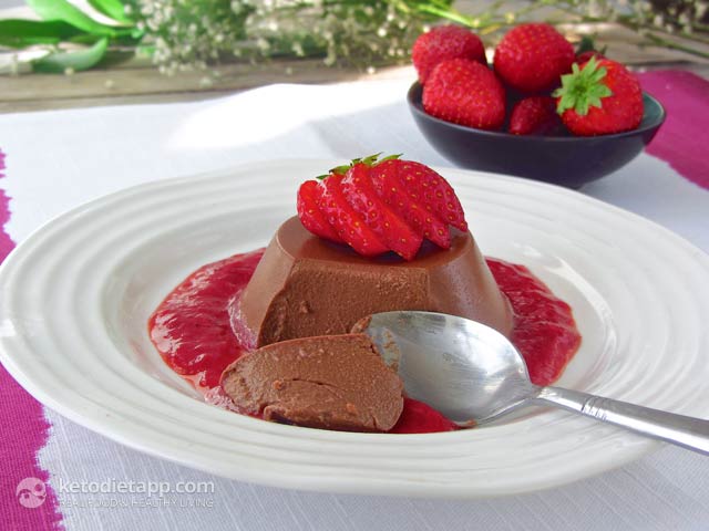Spiced Chocolate Panna Cotta with Strawberry Coulis