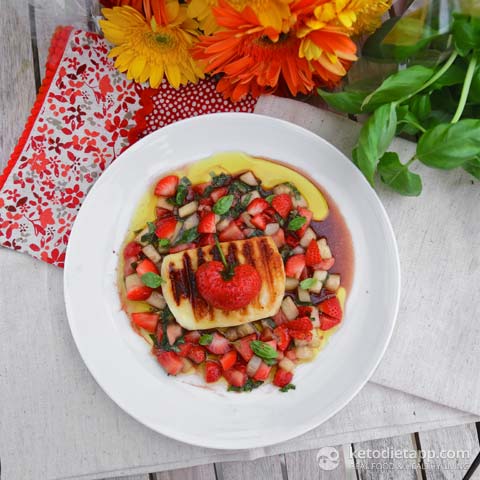 Grilled Halloumi With Strawberry & Cucumber Salsa Grilled Halloumi With Strawberry & Cucumber Salsa