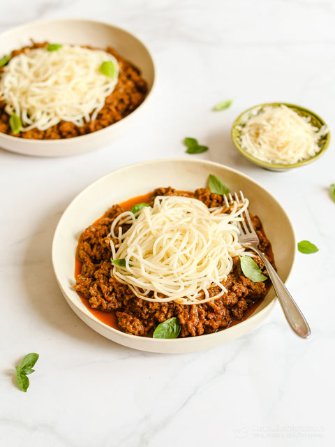 Keto Palmini Spaghetti Bolognese (low-carb, gluten-free, grain-free) Keto Palmini Spaghetti Bolognese