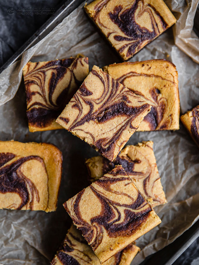 Keto Pumpkin Cheesecake Swirl Brownies
