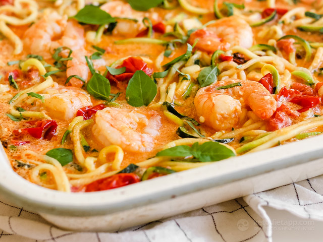 Low-Carb Baked Feta Shrimp Pasta
